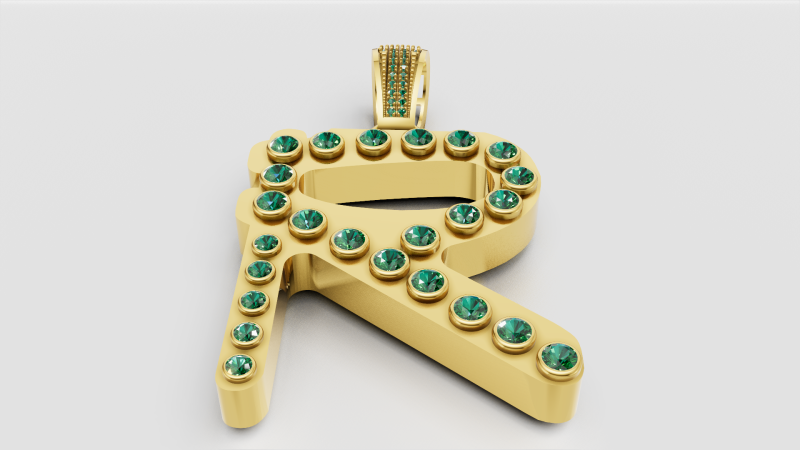 Green gemstone charm 3D प्रिंट मॉडल .c4d .max .obj .3ds .fbx .stl .blend