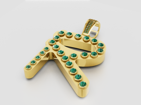 Green gemstone charm 3D प्रिंट मॉडल