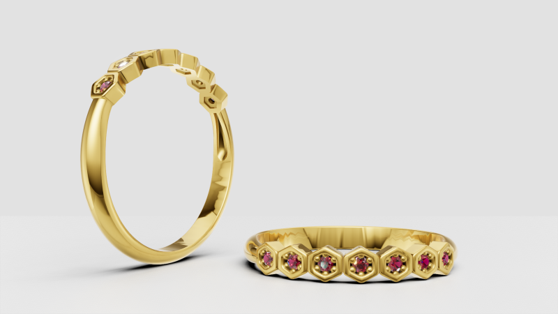 Hexagon gemstone ring Modèles 3D en vedette .c4d .max .obj .3ds .fbx .stl .blend