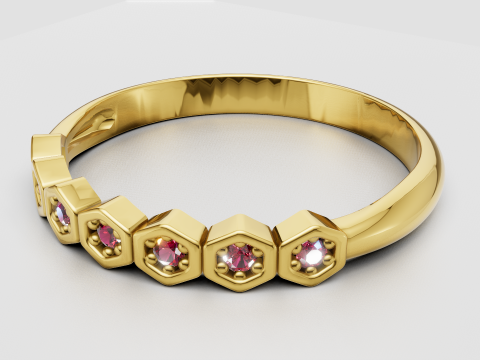Hexagon gemstone ring Modèles 3D en vedette