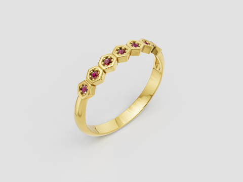 Hexagon gemstone ring Modèles 3D en vedette