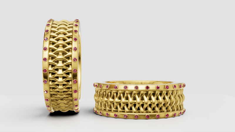 Lattice gold band ring 3Dプリントモデル .c4d .max .obj .3ds .fbx .stl .blend