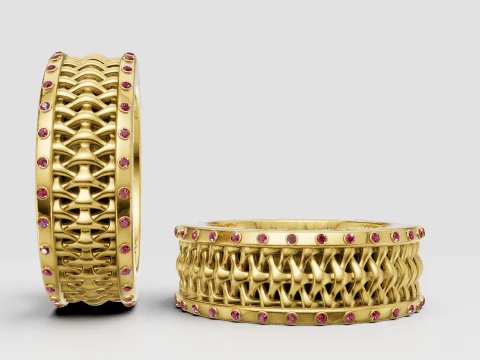 Anel treliçado de ouro Modelo de Impressão 3D