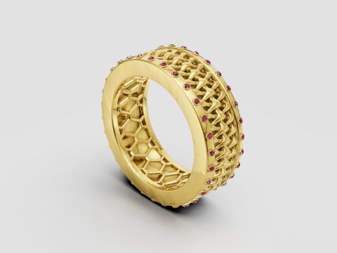 Lattice gold band ring 3Dプリントモデル