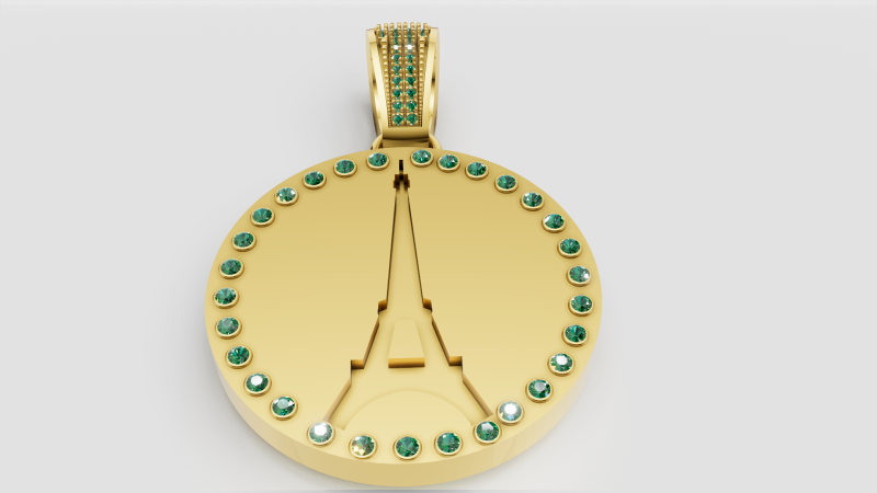 Gold clock pendant 3D Принт Модель .c4d .max .obj .3ds .fbx .stl .blend