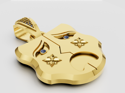 Golden Tragedy Mask Pendant 3D Print Model