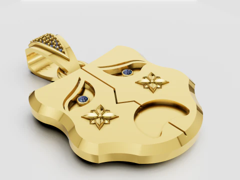 Golden Tragedy Mask Pendant 3D Print Model
