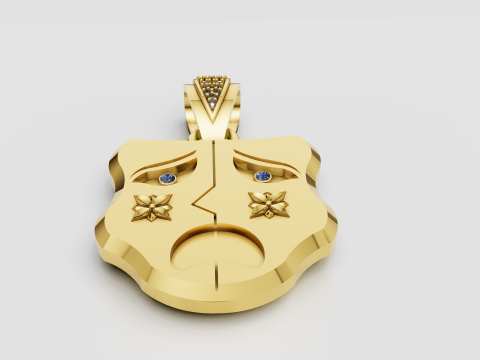 Golden Tragedy Mask Pendant 3D Print Model