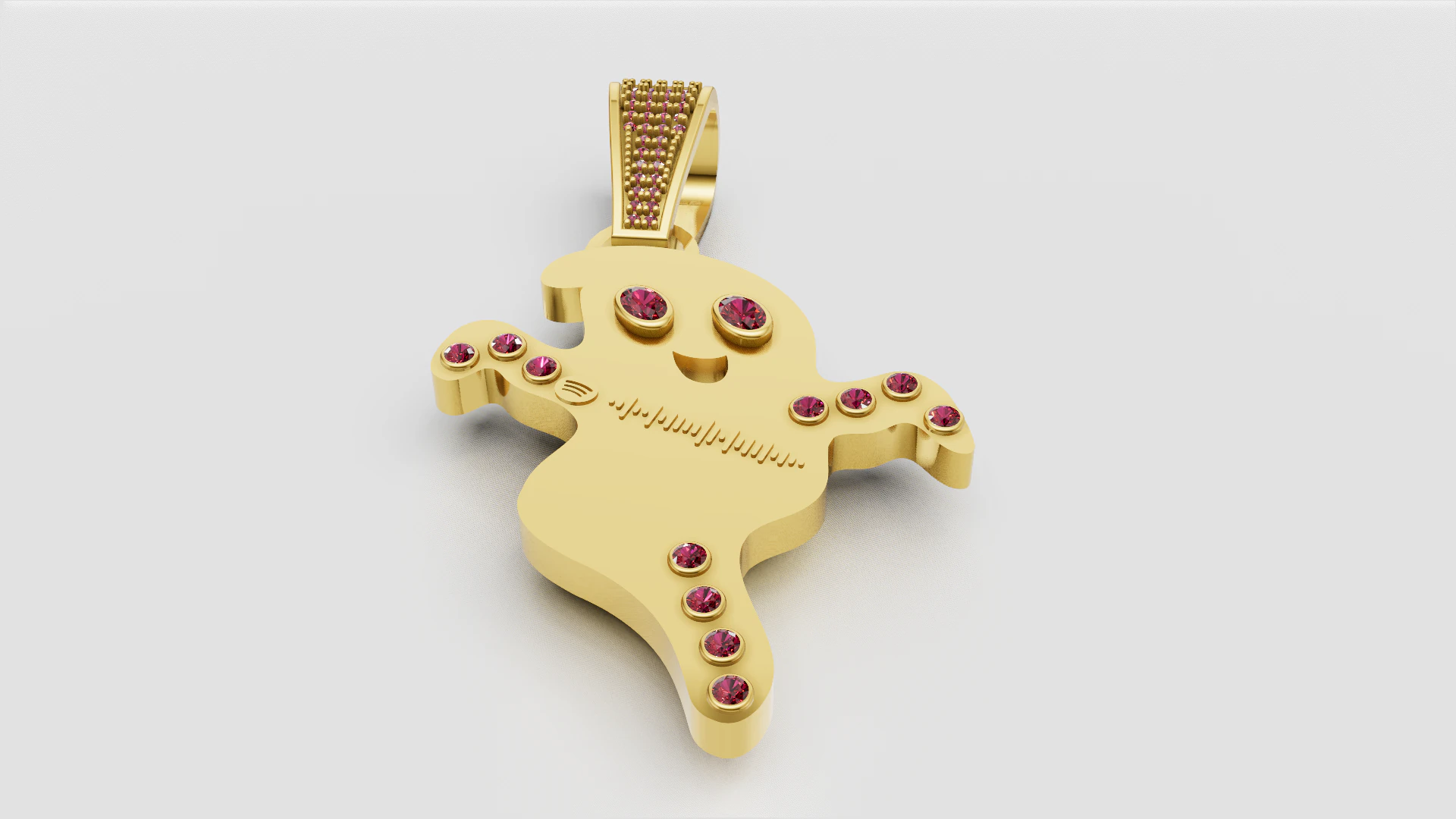 Smiling Ghost Pendant 3D Print Model .c4d .max .obj .3ds .fbx .stl .blend 
