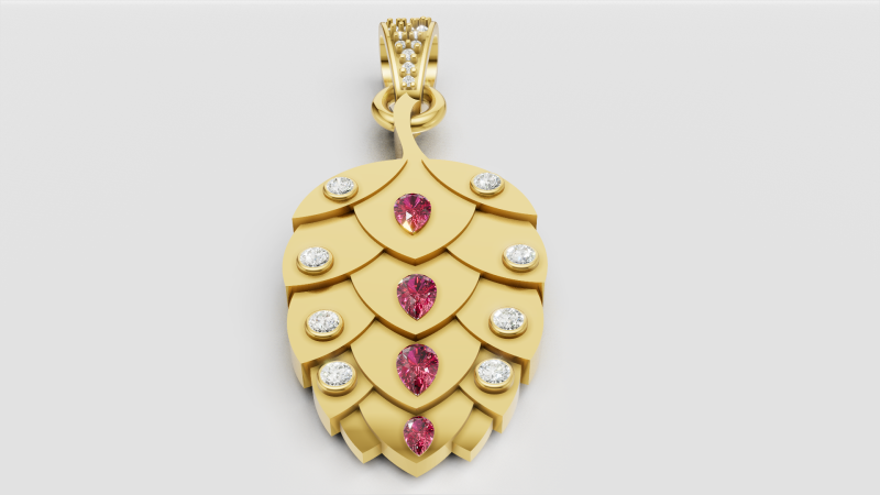 Pinecone pendant 3Dプリントモデル .c4d .max .obj .3ds .fbx .stl .blend