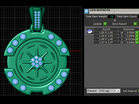Gold pendant 3D 프린트 모델