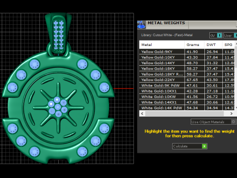 Gold pendant 3D 프린트 모델