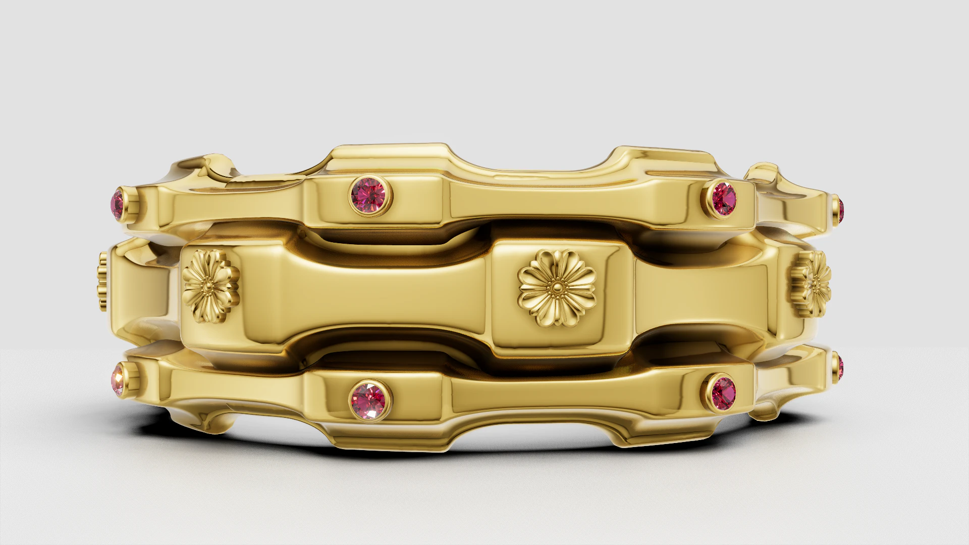 Floral gear ring 3D Print Model .c4d .max .obj .3ds .fbx .stl .blend 