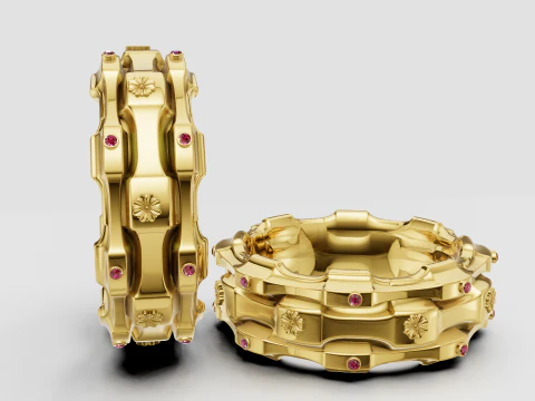 Floral gear ring 3D Print Model