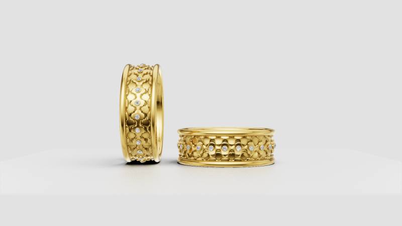 Honeycomb gold ring Modello di stampa 3D .c4d .max .obj .3ds .fbx .stl .blend