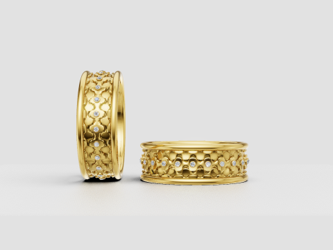 Honeycomb gold ring 3D Print Model