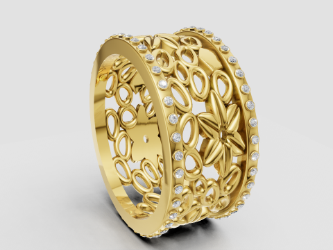 Gold floral ring 3D Baskı Modeli