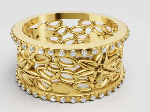 Gold floral ring 3D Baskı Modeli
