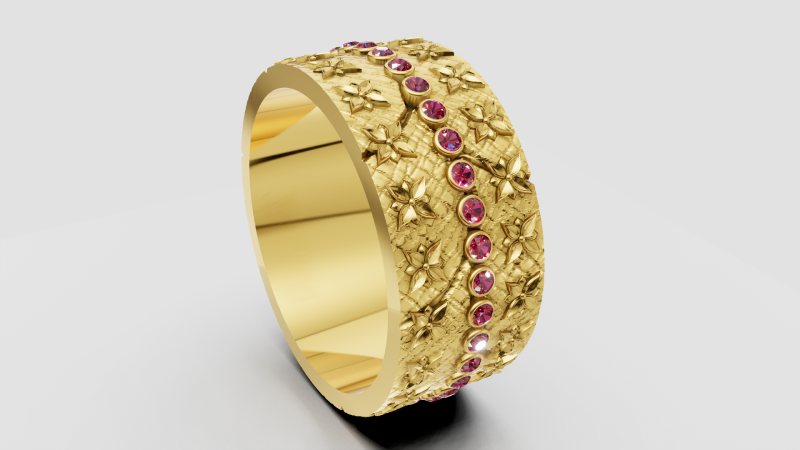Floral engraved ring 3D Print Model .c4d .max .obj .3ds .fbx .stl .blend