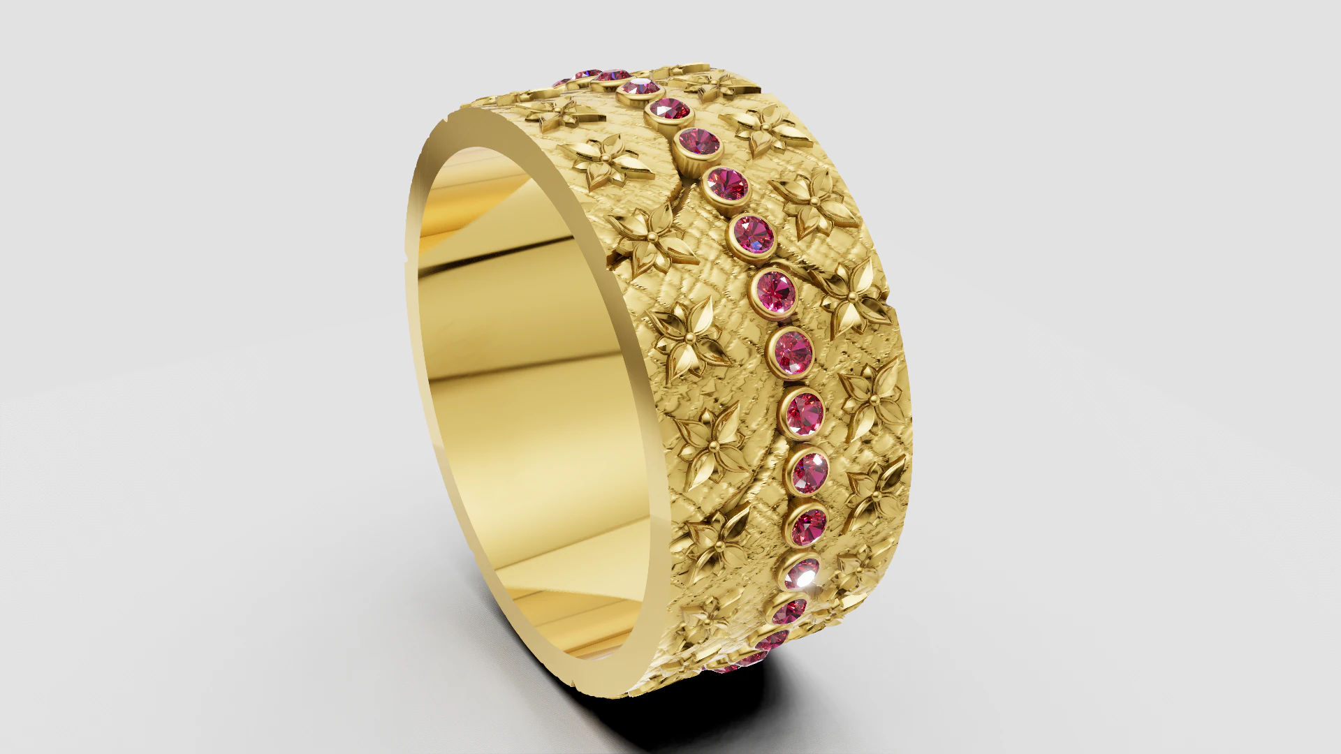 Floral engraved ring 3D Print Model .c4d .max .obj .3ds .fbx .stl .blend 