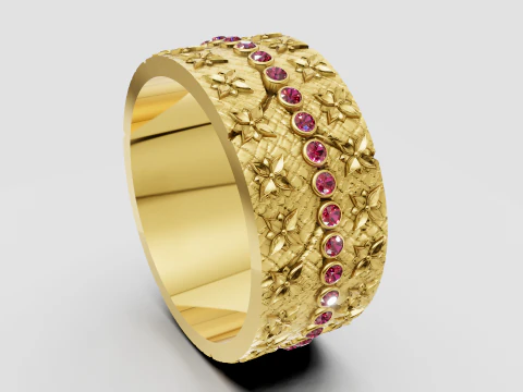 Floral engraved ring 3D Print Model