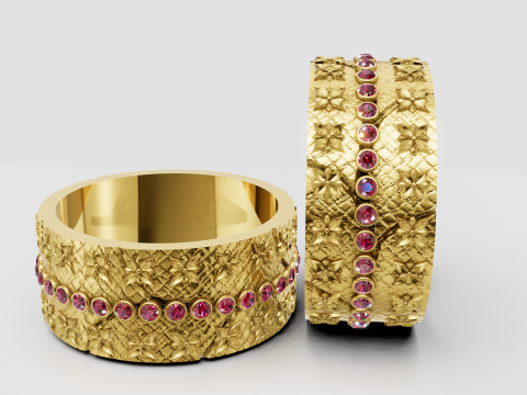 Floral engraved ring 3D Print Model