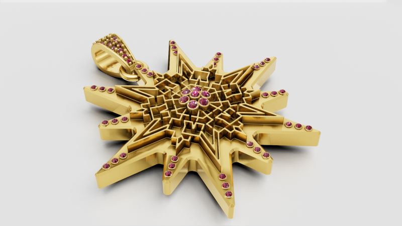 Gold star pendant 3Dプリントモデル .c4d .max .obj .3ds .fbx .stl .blend