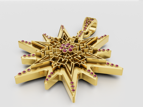 Gold star pendant 3Dプリントモデル