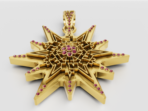 Gold star pendant 3Dプリントモデル