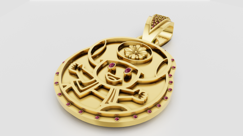 Gold cartoon pendant 3D 프린트 모델 .c4d .max .obj .3ds .fbx .stl .blend
