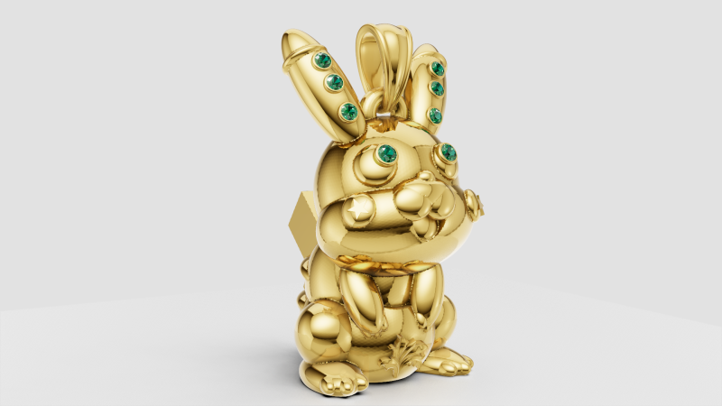 Robot bunny pendant 3D 打印模型 .c4d .max .obj .3ds .fbx .stl .blend