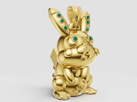 Robot bunny pendant 3D Print Model