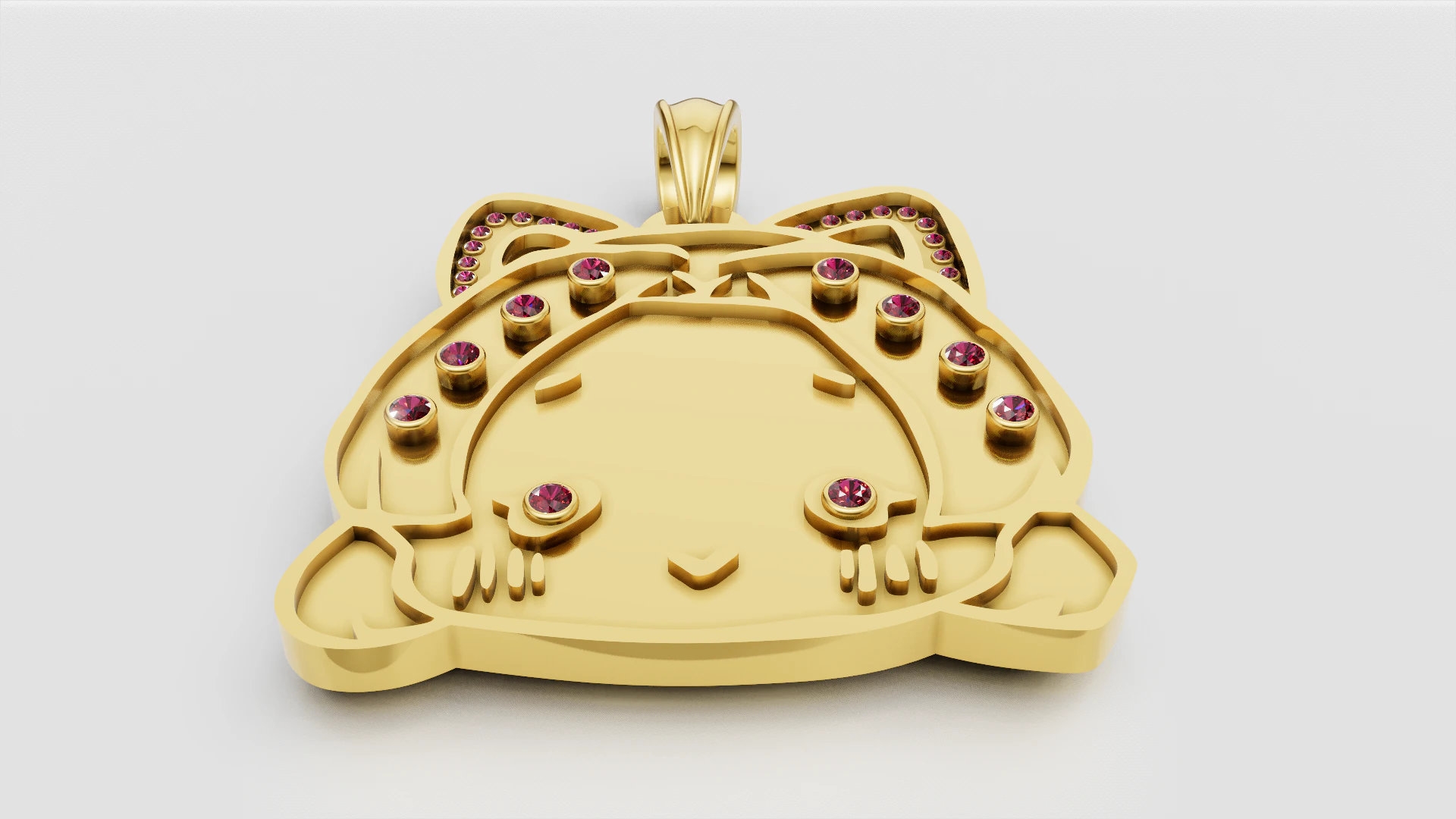 Gold cat pendant 3D Print Model .c4d .max .obj .3ds .fbx .stl .blend 