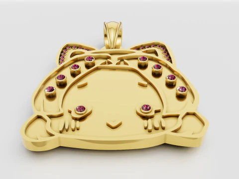 Pingente de gato dourado Modelo de Impressão 3D