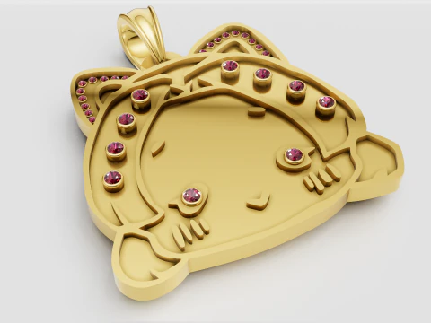 Gold cat pendant 3D Print Model
