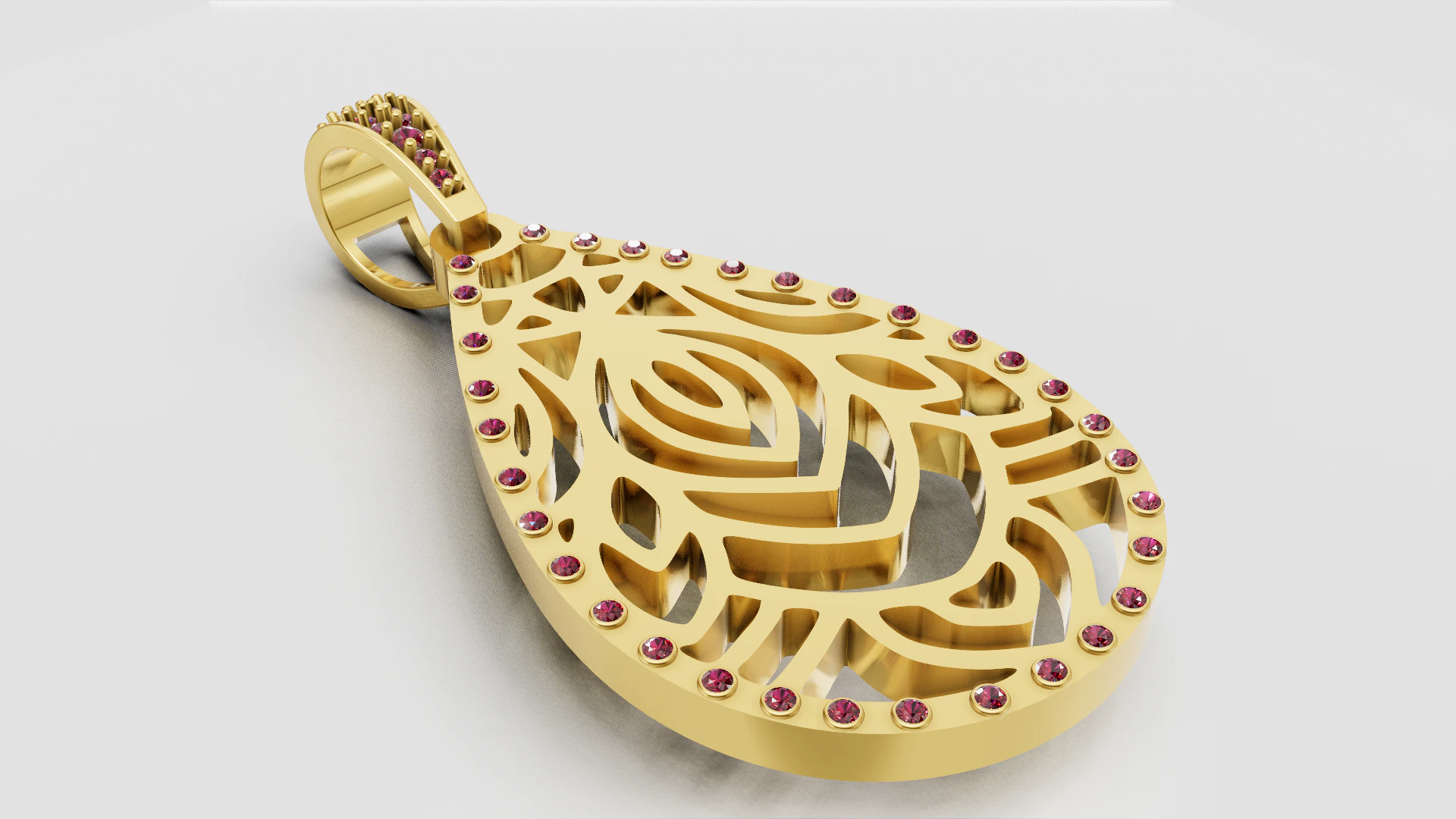Gold floral pendant 3D Print Model .c4d .max .obj .3ds .fbx .stl .blend