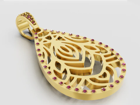 Goldfarbener Blumenanhänger 3D Druckmodell