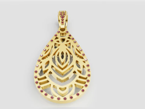 Gold floral pendant 3D Print Model