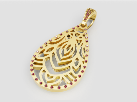 Gold floral pendant Model do druku 3D