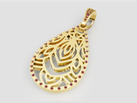 Gold floral pendant 3D Print Model
