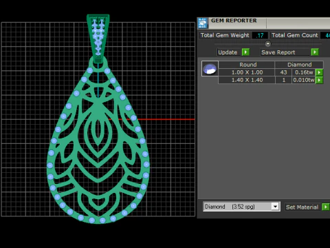Gold floral pendant 3D Print Model