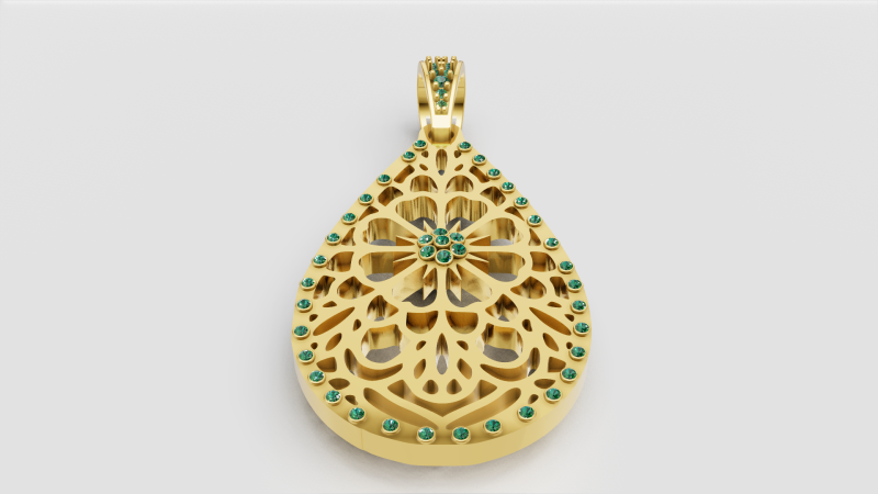 Emerald pendant 3D Print Model .c4d .max .obj .3ds .fbx .stl .blend