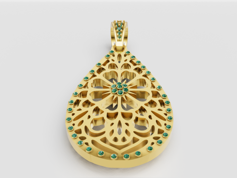 Emerald pendant Model Cetak 3D