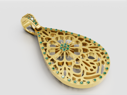 Emerald pendant 3D Print Model