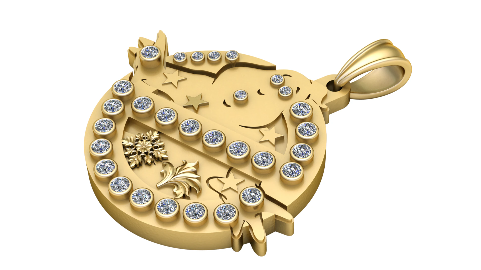 Face Gold Pendant 3D Print Model .c4d .max .obj .3ds .fbx .stl .blend 