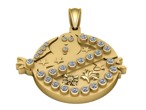 Face Gold Pendant 3D Print Model