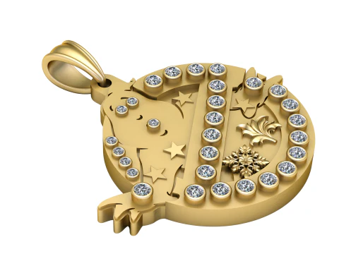 Face Gold Pendant 3D Print Model