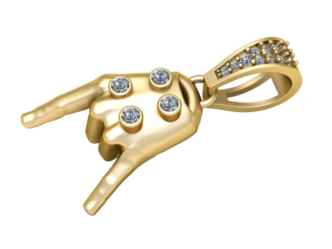 Pingente de M&atilde;o Dourado Modelo de Impressão 3D