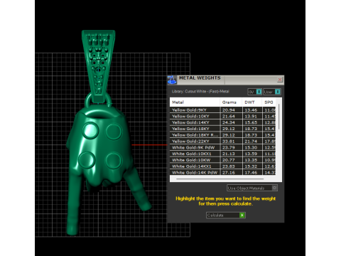 Gold Hand Pendant 3Dプリントモデル