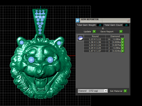 Tiger head pendant 3Dプリントモデル